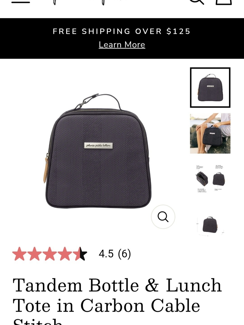 Petunia Pickle Bottom Tandem Bottle & Lunch Tote in Carbon
